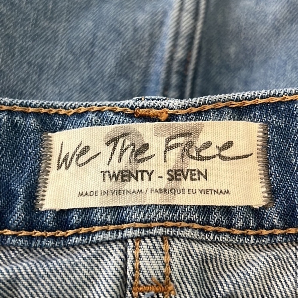 Free People we the free Rain Blue frayed hem pleated jean mini Skirt size small - Picture 7 of 9